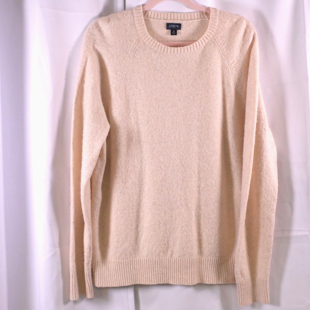 J.Crew Men's XL Beige Supersoft Lambswool‎ Crewneck Sweater